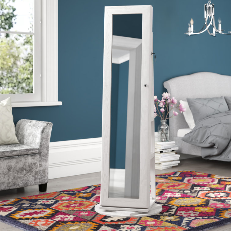 Fleur De Lis Living Vanves Lockable Jewellery Armoire with Mirror